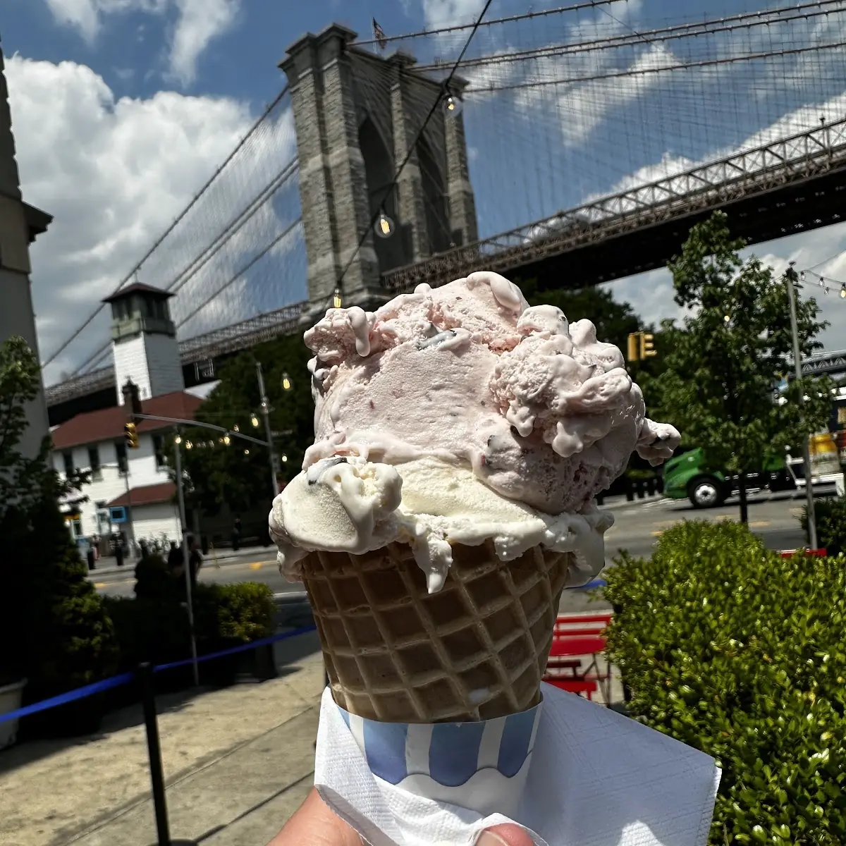 Strawberry Coffee Scoops on a Waffle Cone