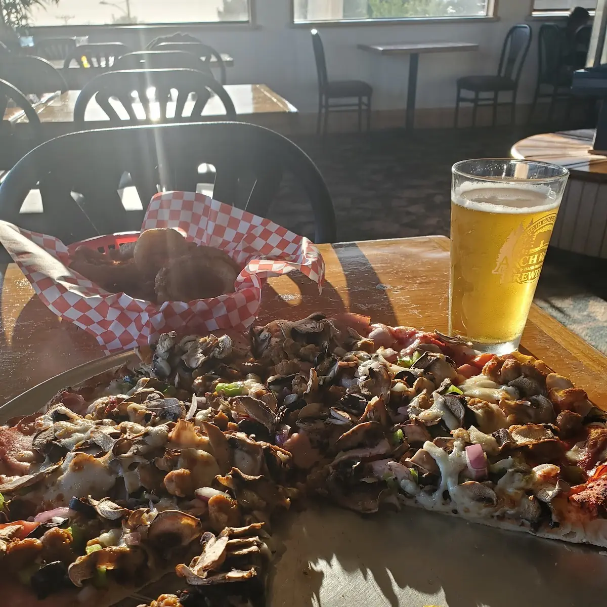 Sunset Pizza and Onion Rings