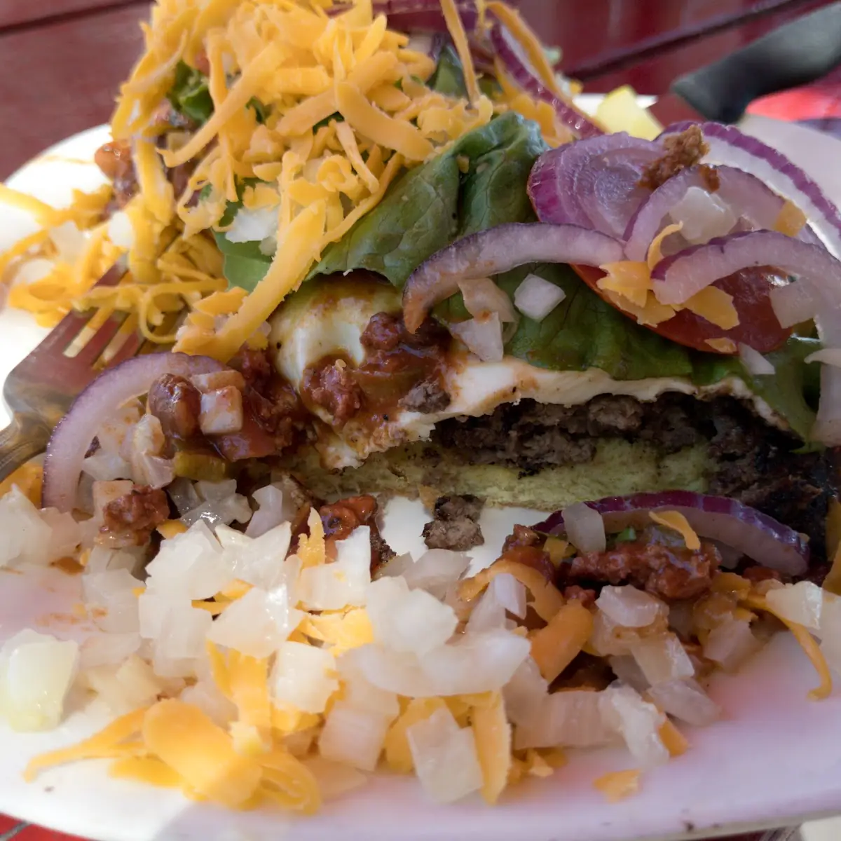 Open Face Chili Burger