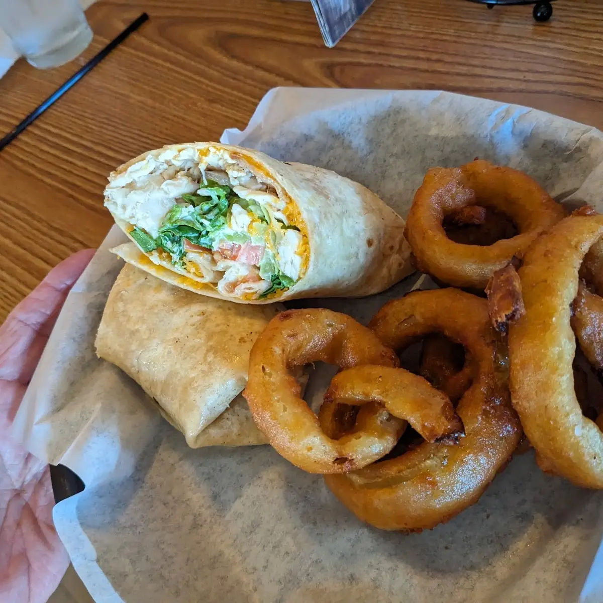 Chicken Ranch Wrap with Onion Rings