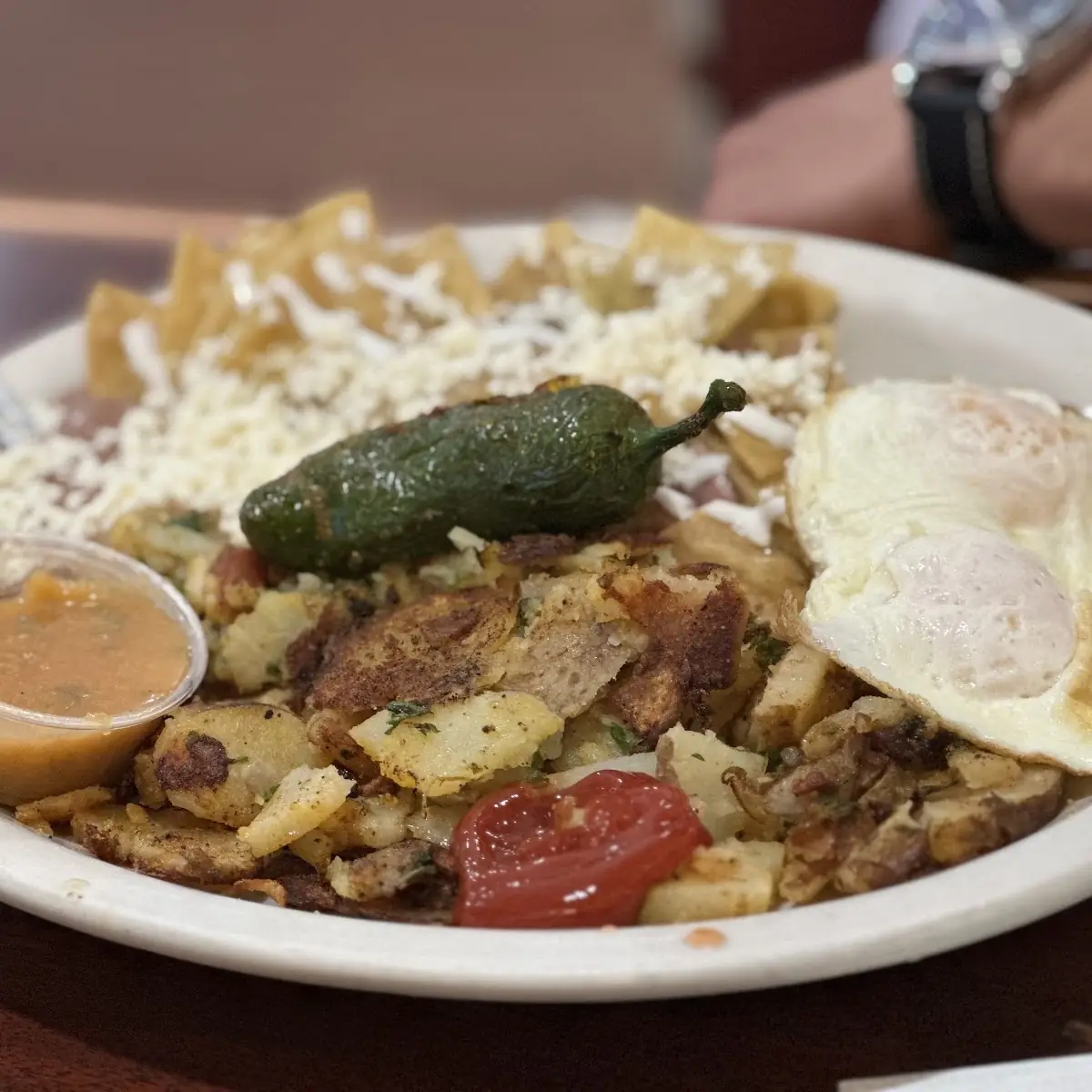 Chilaquiles Verdes Egg & Rib-Eye