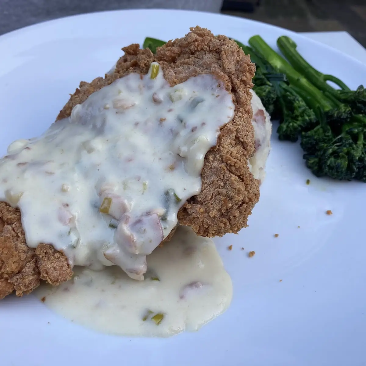 Chicken Fried Chicken with Mashed Potatoes and Green Beans