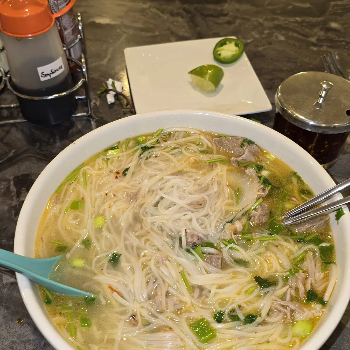 Beef Noodle Soup with Added Chili
