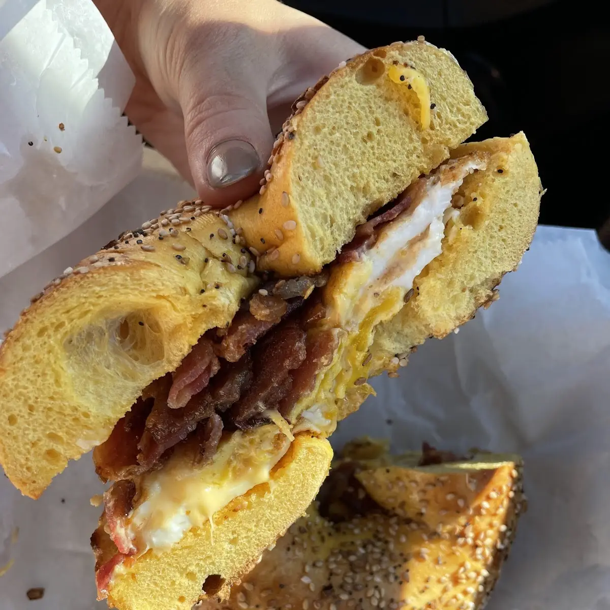 Bacon Egg and Cheese on an Egg Everything Bagel