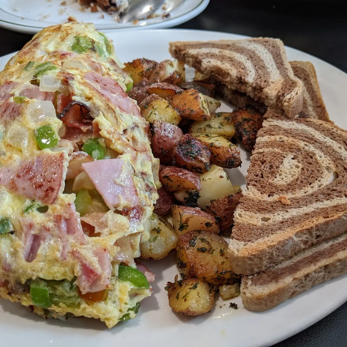 Meat Lovers Omelette with Peppers and Onions