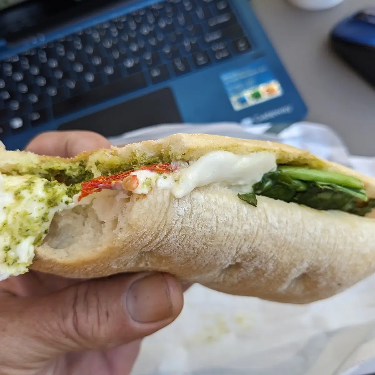 Egg Pesto & Mozzarella Sandwich
