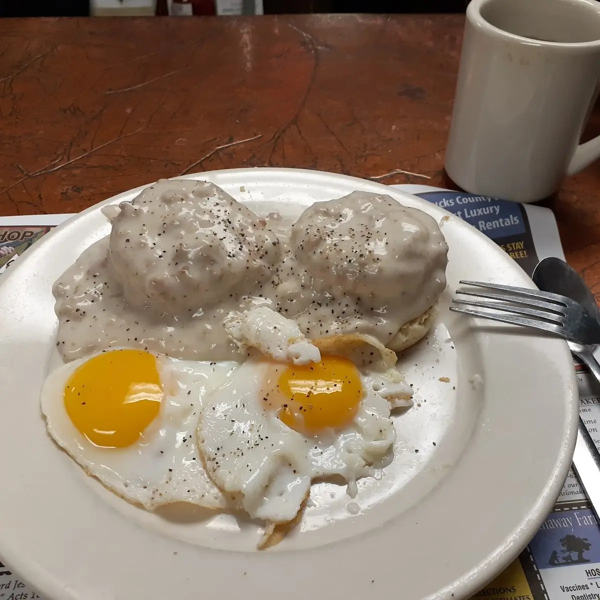 Biscuits and Gravy with Two Eggs