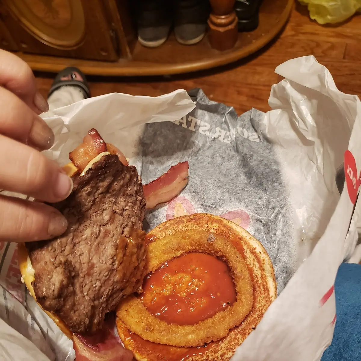 Western Bacon Cheeseburger Extra Onions Rings