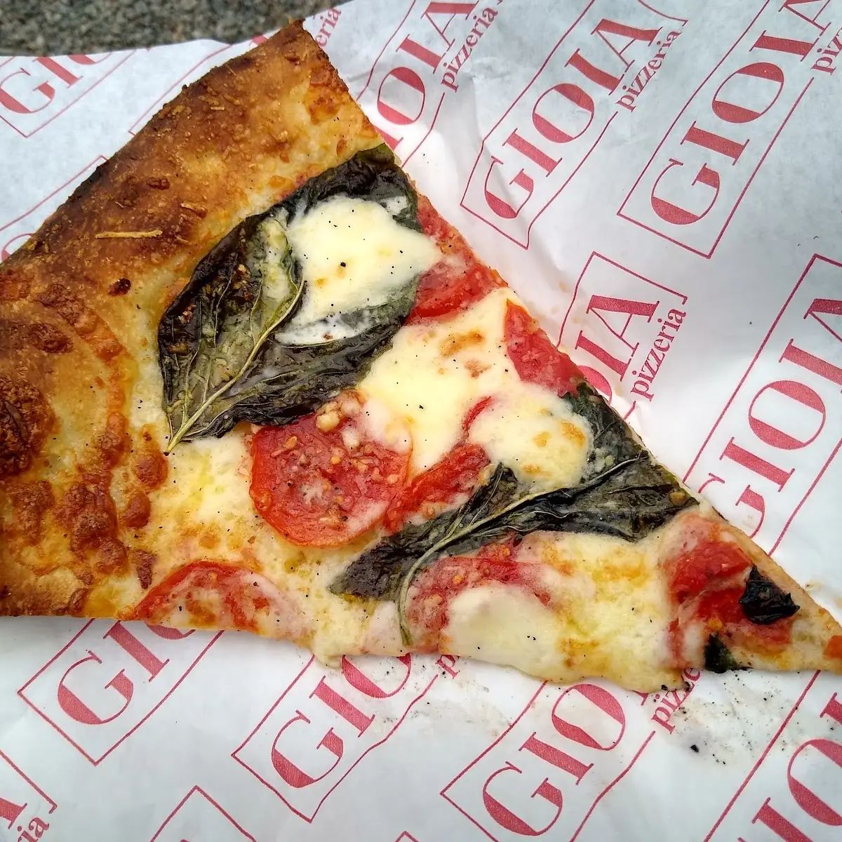 Margherita Pizza Slice with Basil