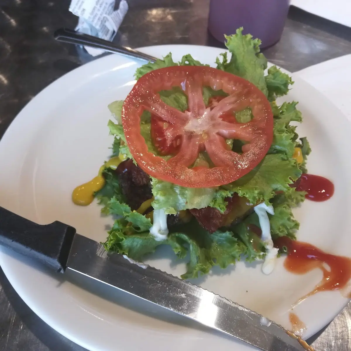 Bunless Bacon Cheeseburger