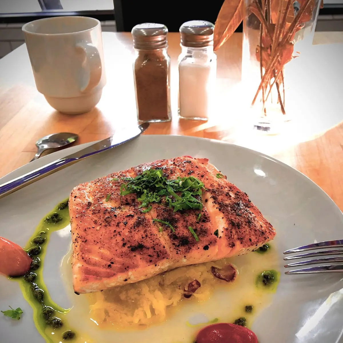 Grilled Salmon with Spaghetti Squash