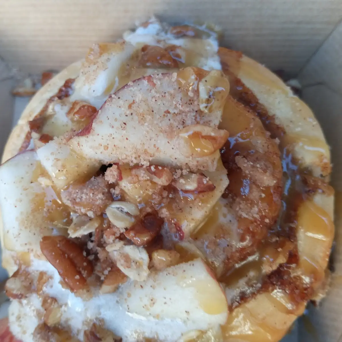 Cinnamon Bun with Apples and Pecans