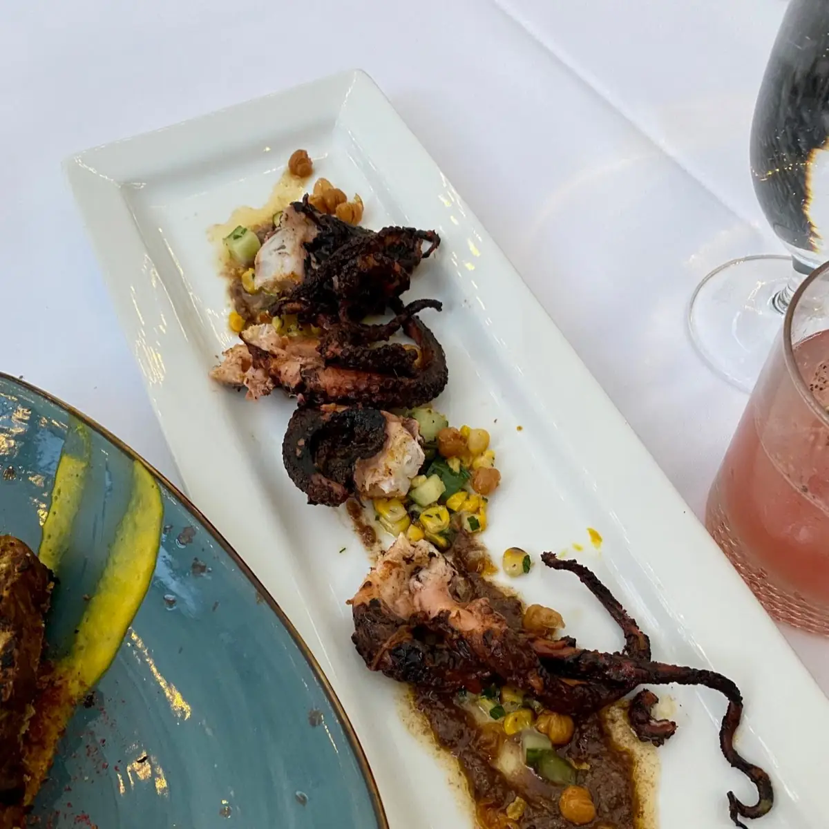 Grilled Octopus with Cauliflower Risotto & Pistachio Vinaigrette
