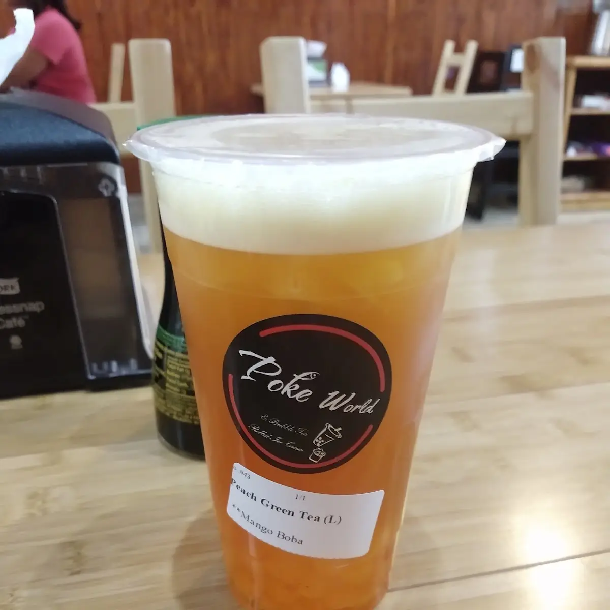Peach Tea with Mango Boba