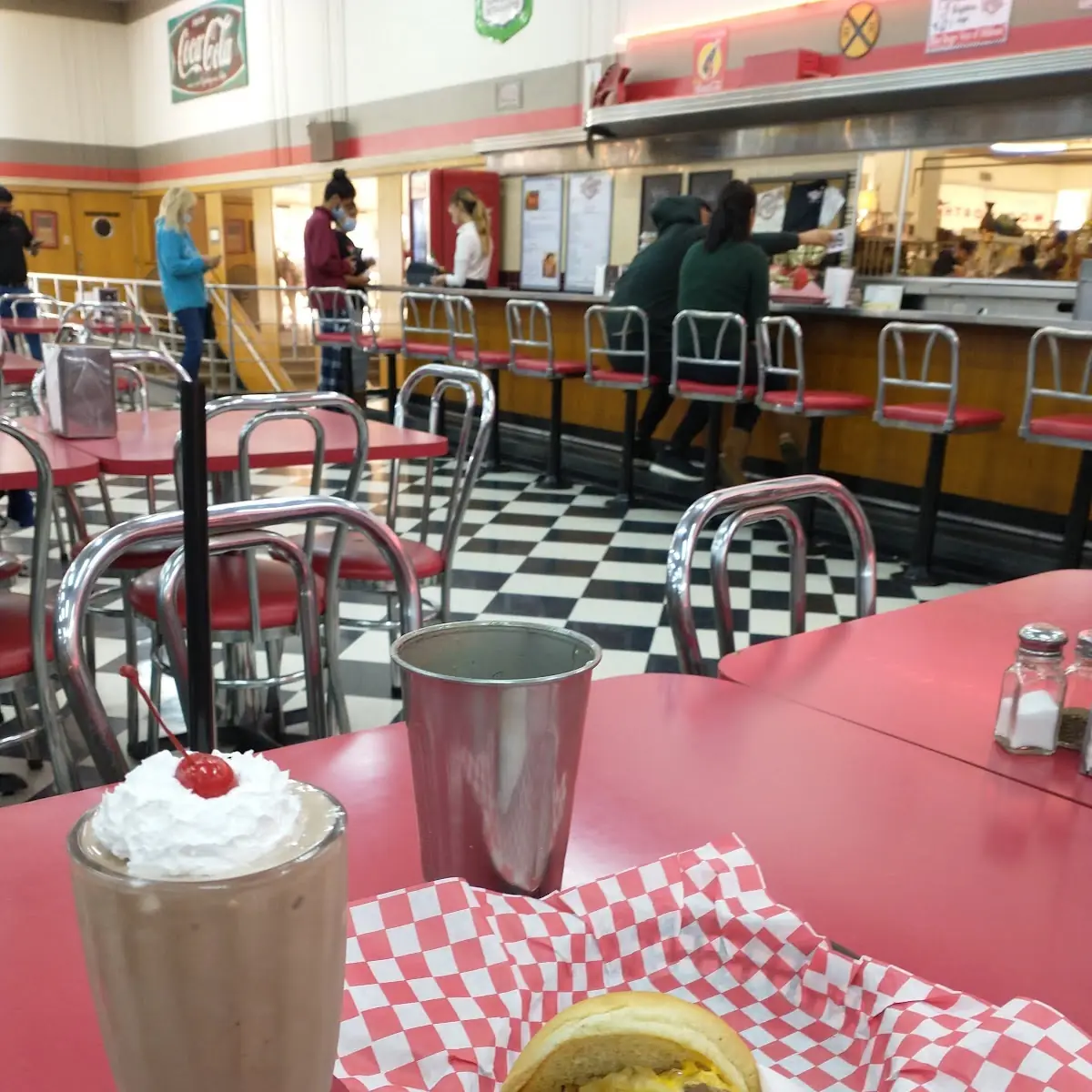 Cheese Burger and Malted Shake