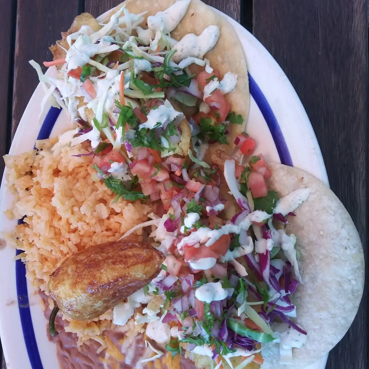 Fish Tacos with Rice and Beans