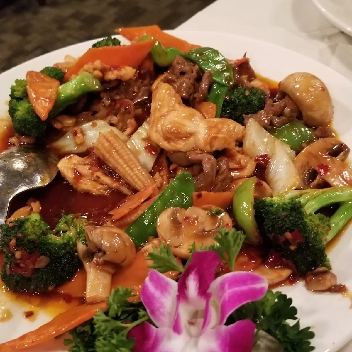Hunan Beef and Chicken Broccoli
