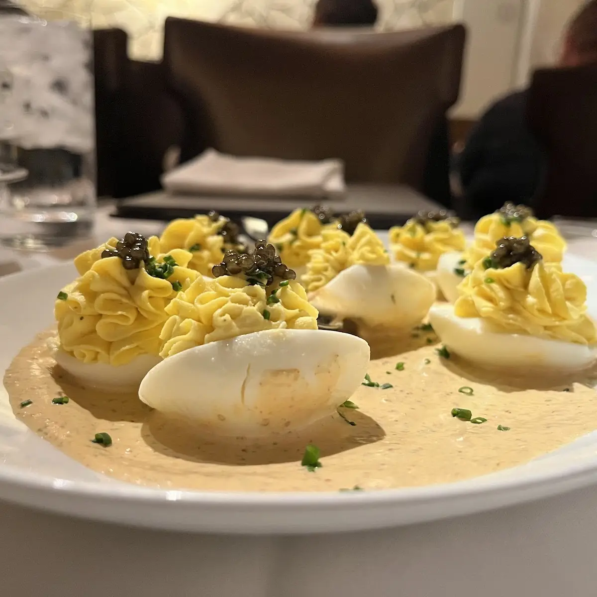 Poached Lobster Deviled Eggs