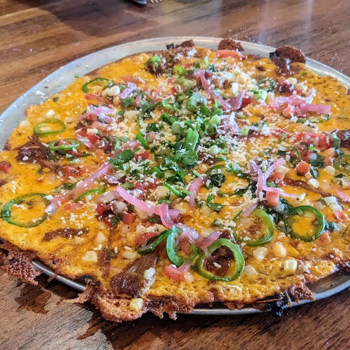 BBQ Pork & Roasted Corn Cheese Crisp