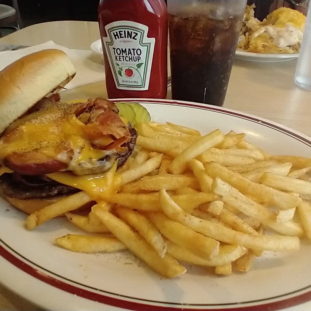 Bacon Cheese Burger and Fries