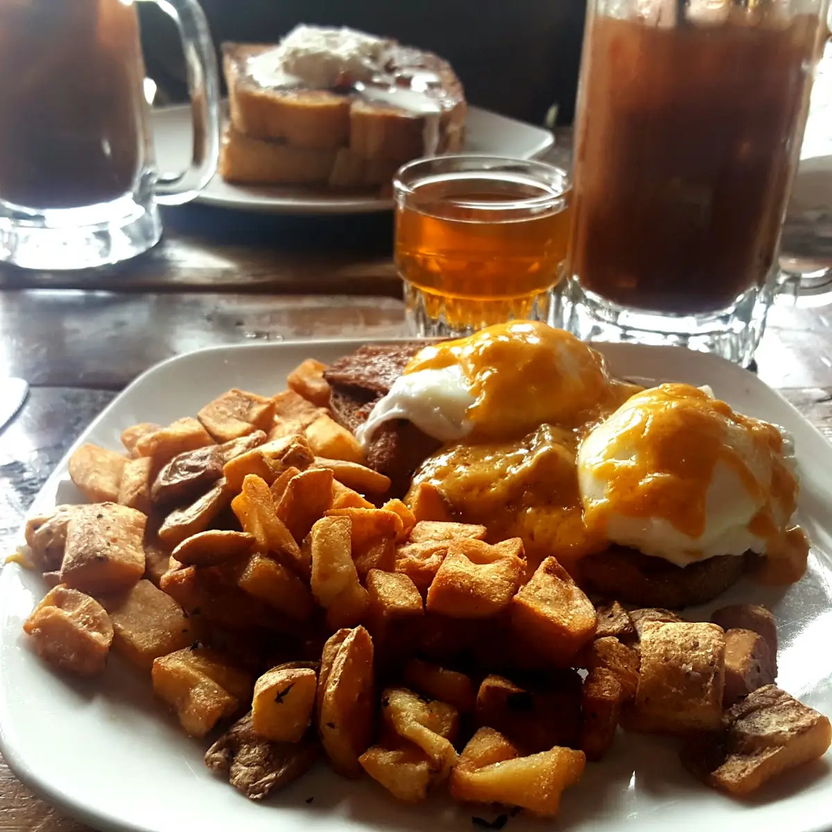 Corned Beef Eggs Benedict with a Bloody Mary