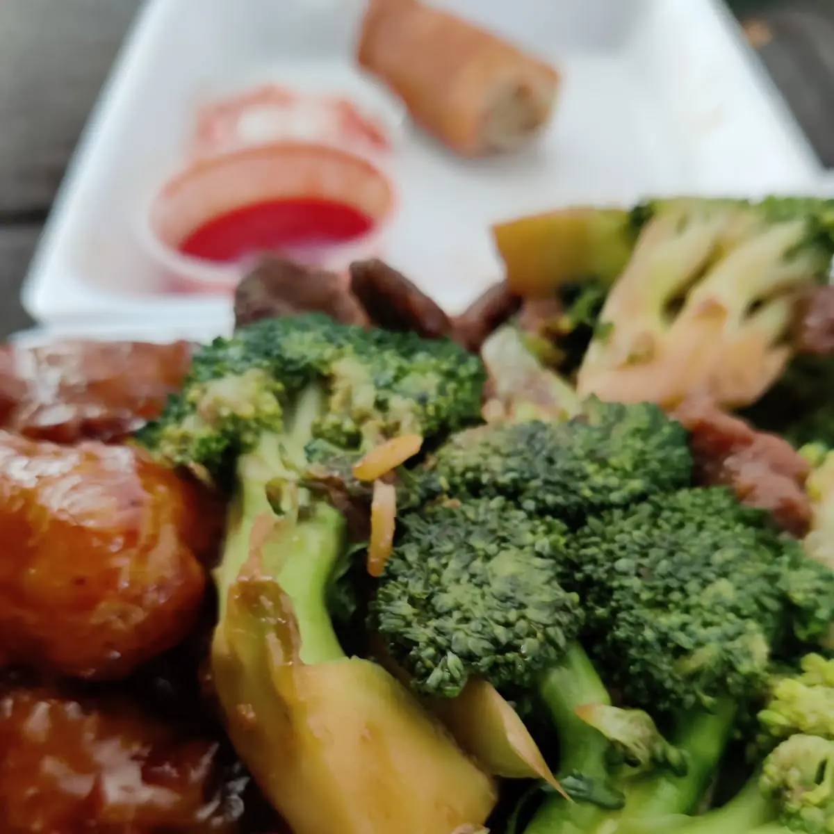 Broccoli Beef and Orange Chicken