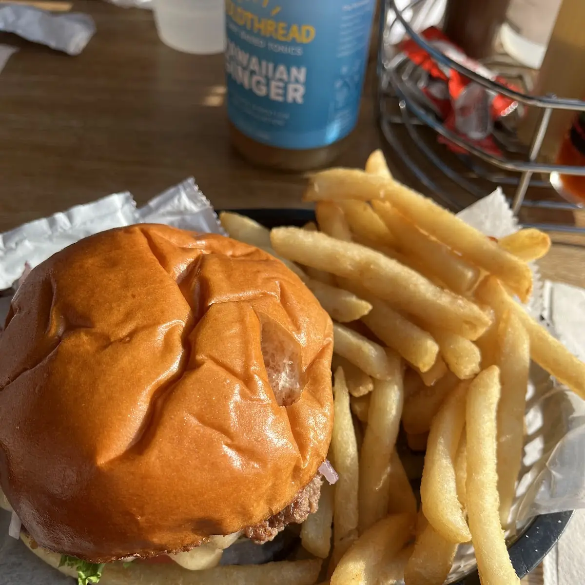 Double Smash Burger and Fries