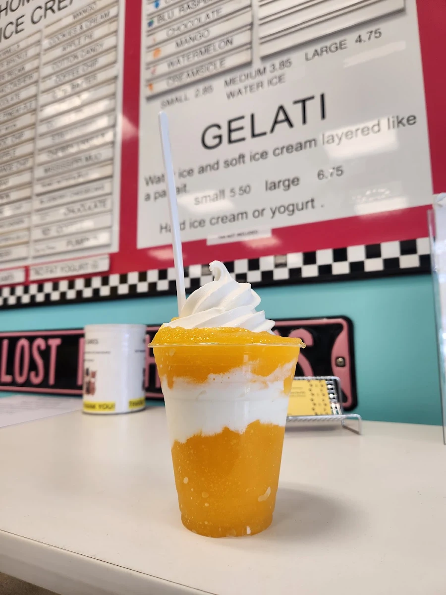Mango Water Ice and Vanilla Ice Cream