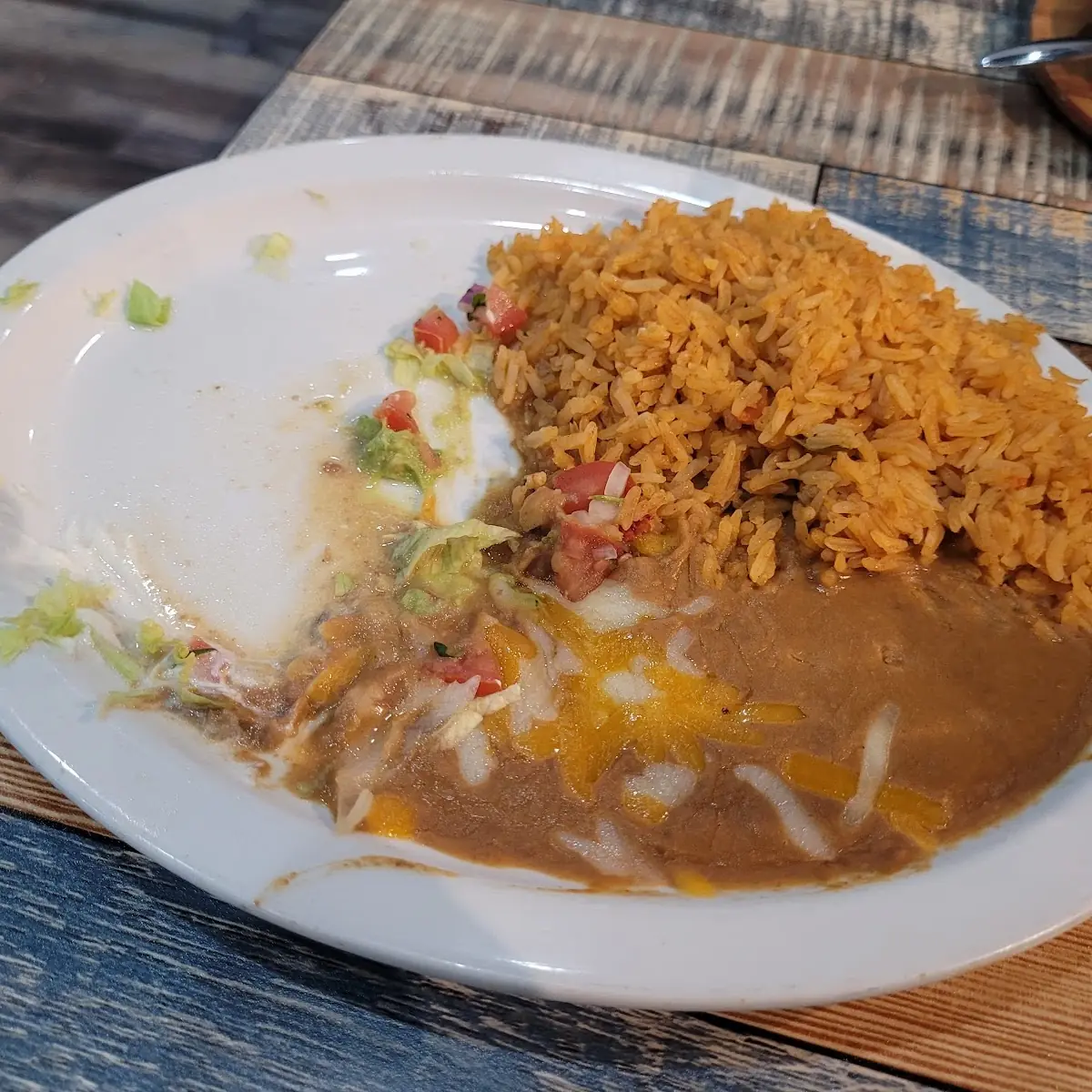 Beef Chile Relleno Beef Taco Rice and Beans