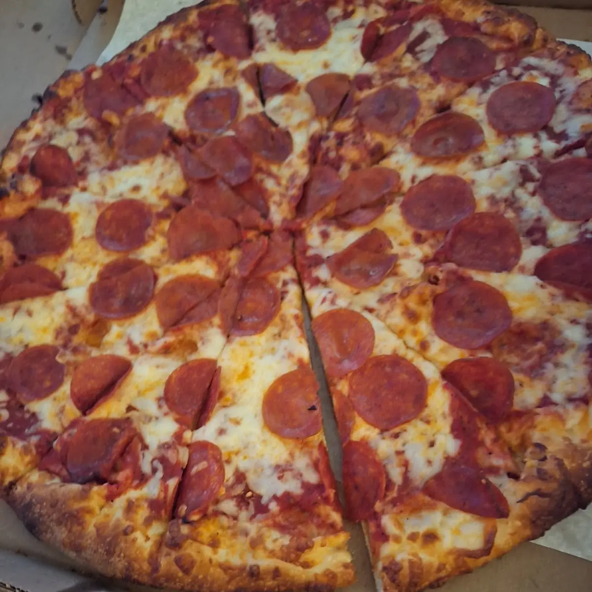 Pepperoni Pizza in Cardboard Box