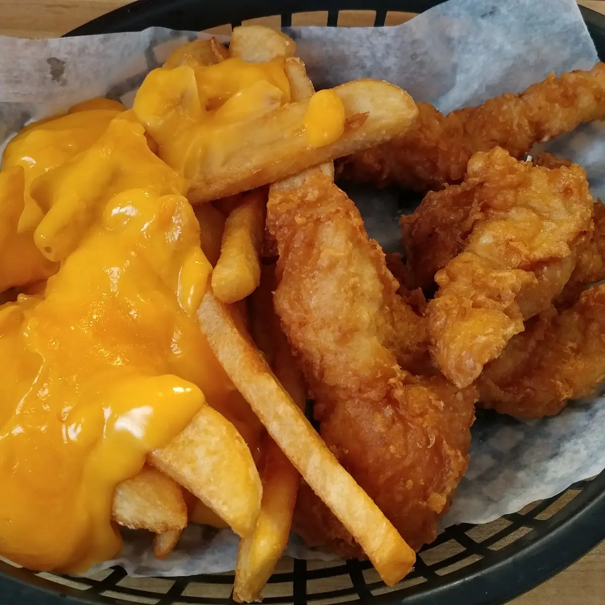 Chicken Strips and Cheese Fries