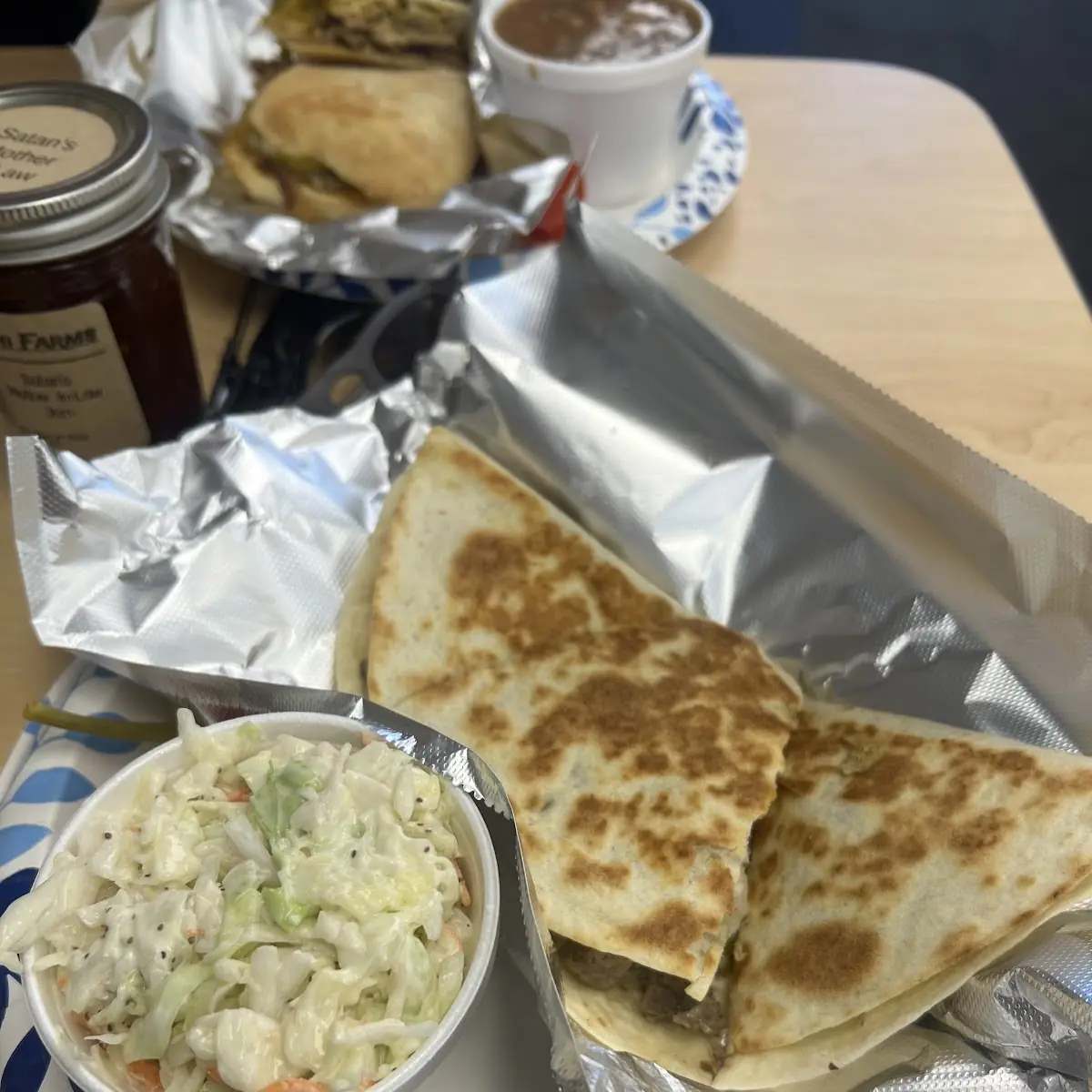 Prime Rib Quesadilla with Coleslaw
