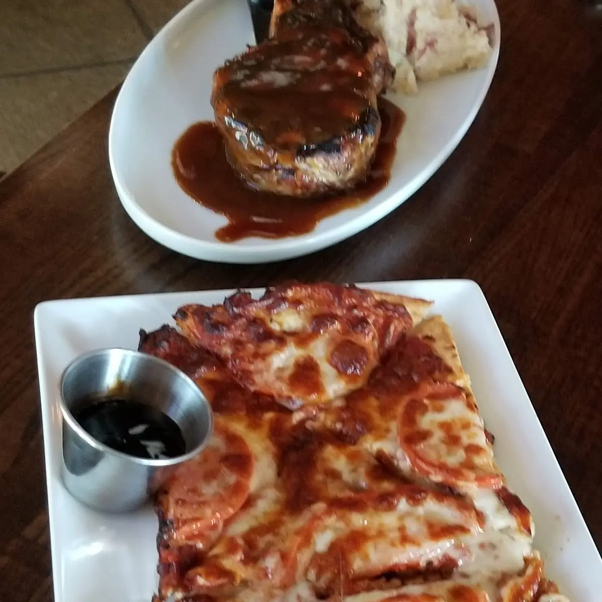 Margherita Flatbread & Pork Chop