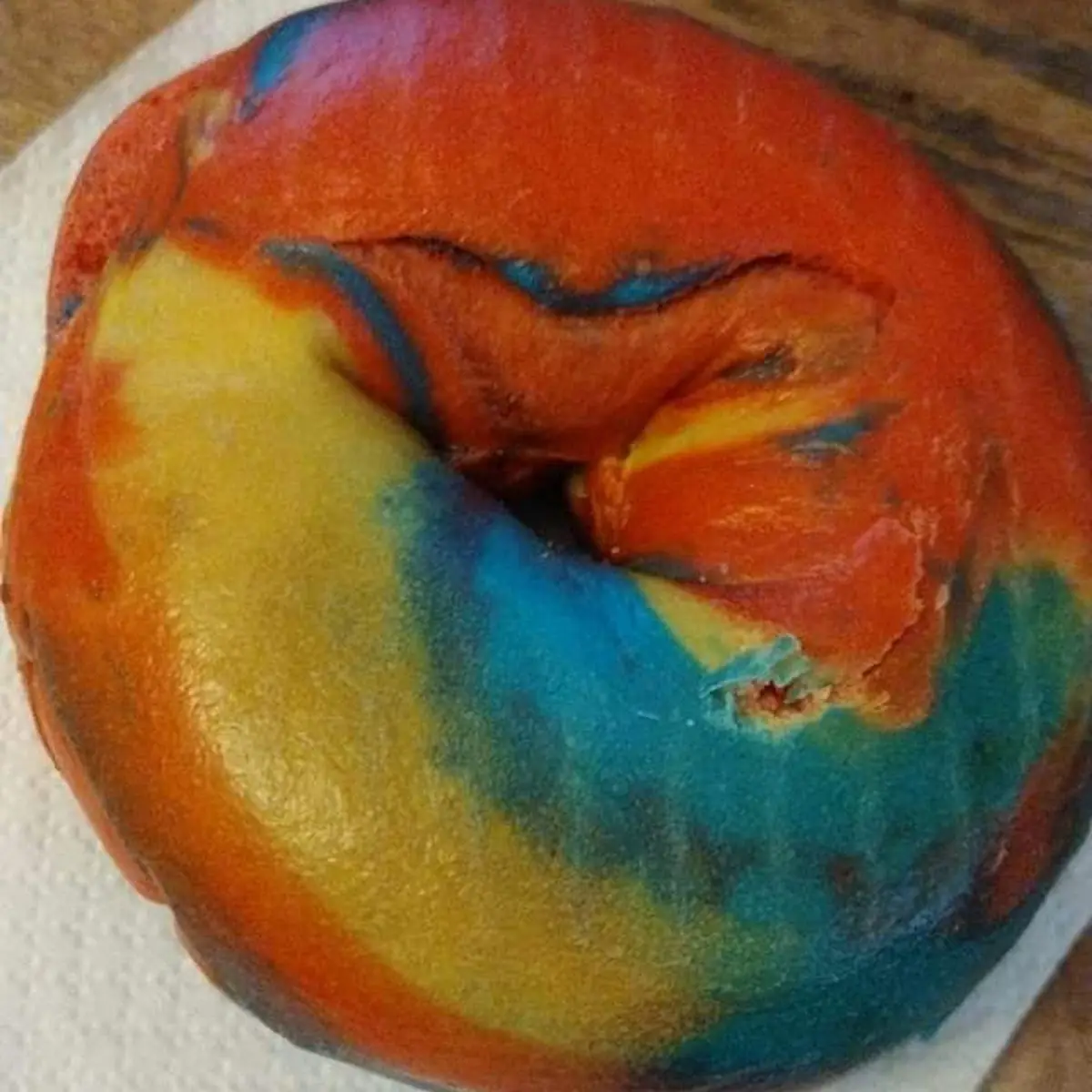 Rainbow Bagel with Cream Cheese