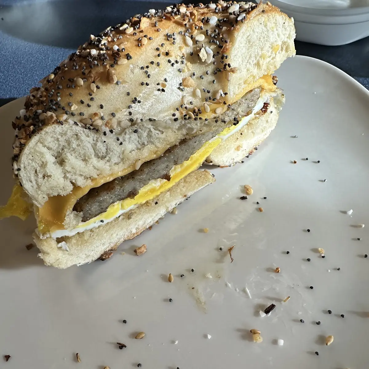 Sausage Egg and Cheese on Everything
