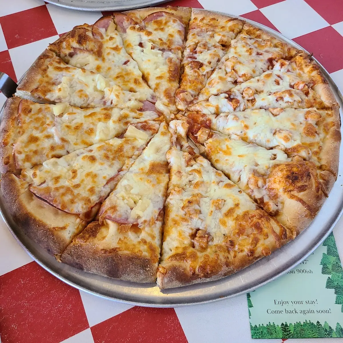 Half Cheese Half Hawaiian Pizza