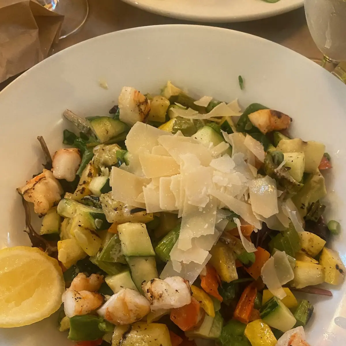 Vegetable Salad with Grilled Shrimp