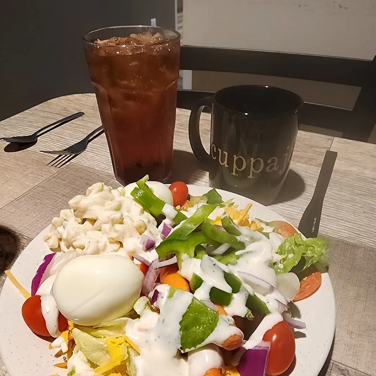 Fresh Salad with Hardboiled Eggs & Fresh Vegetables with Ranch Dressing
