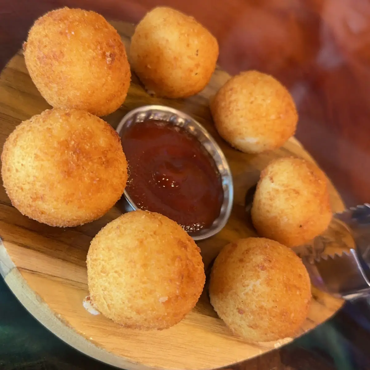 Fried Cheese Balls with Ketchup