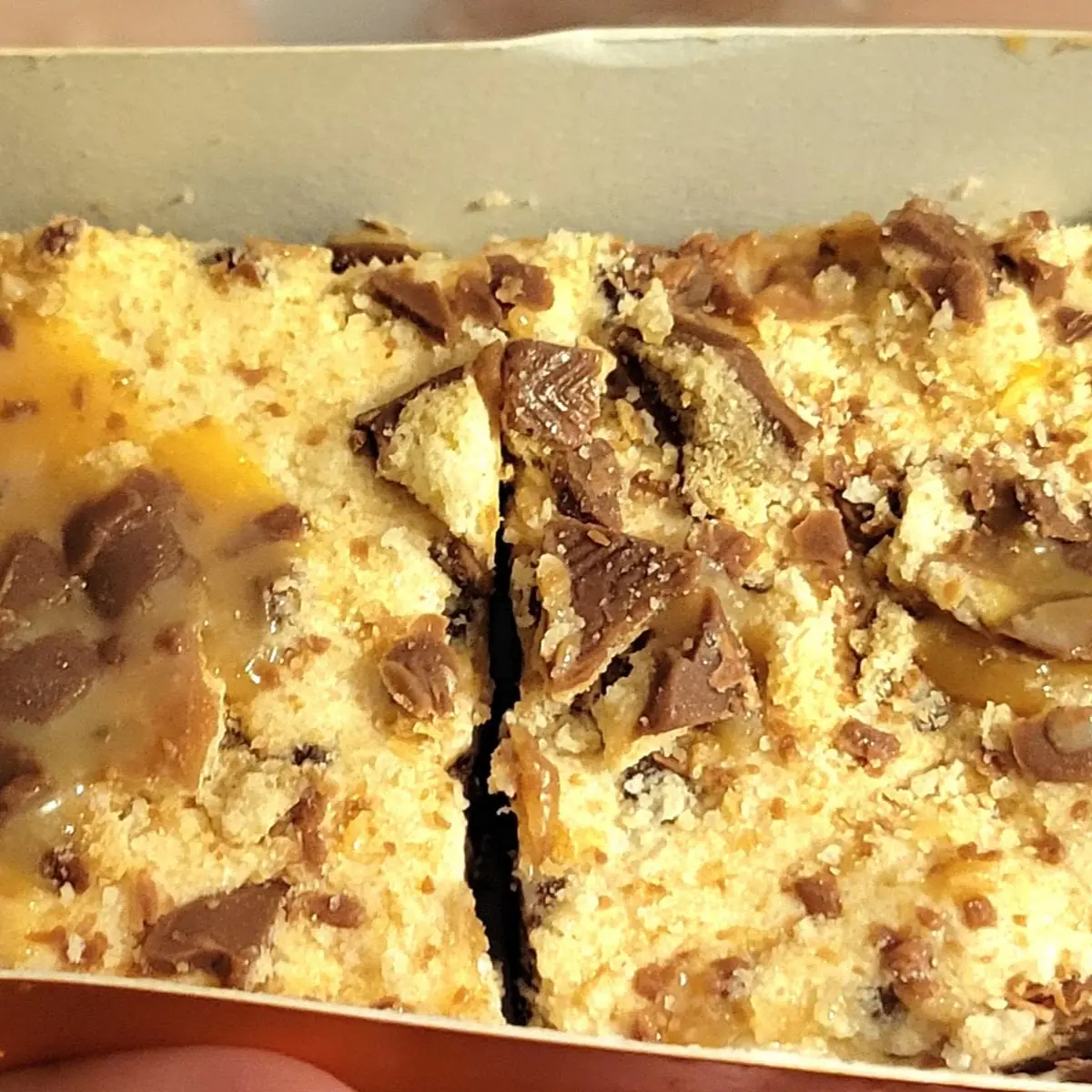 Cookie Dough Brownie Made with Twix Cookie Bar PI