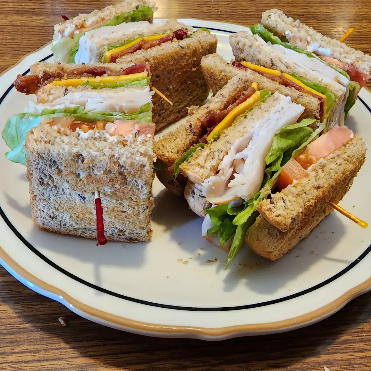 Turkey Bacon Club on Rye