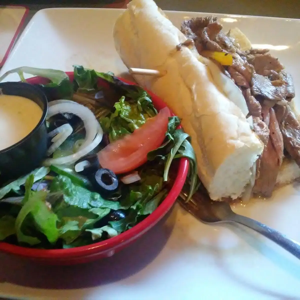 Philly Cheesesteak and Side Salad