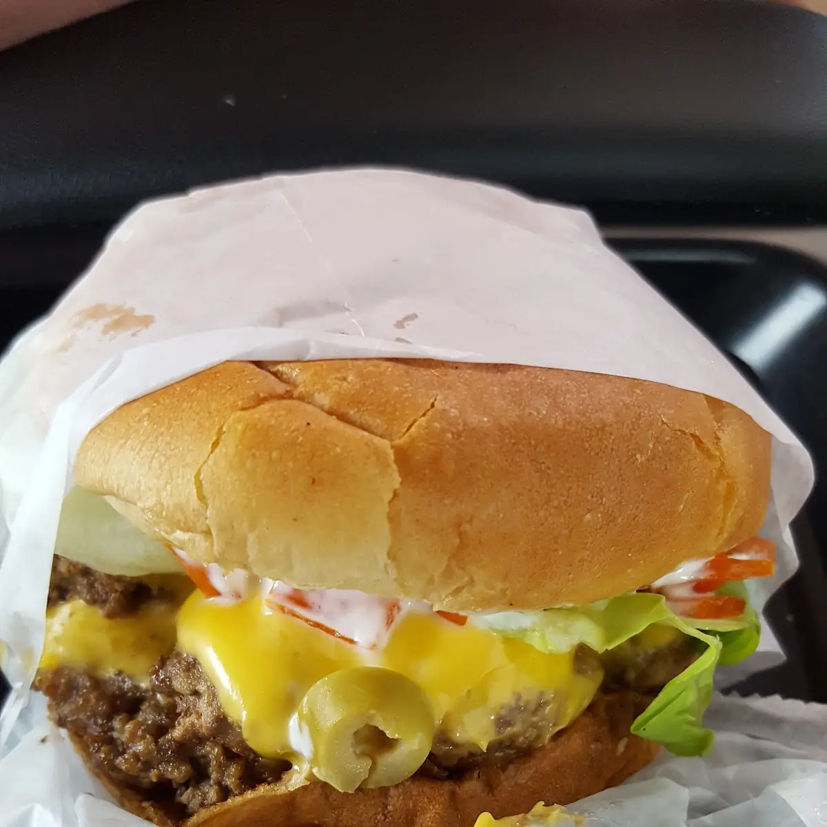 Double Cheeseburger Deluxe with Olives