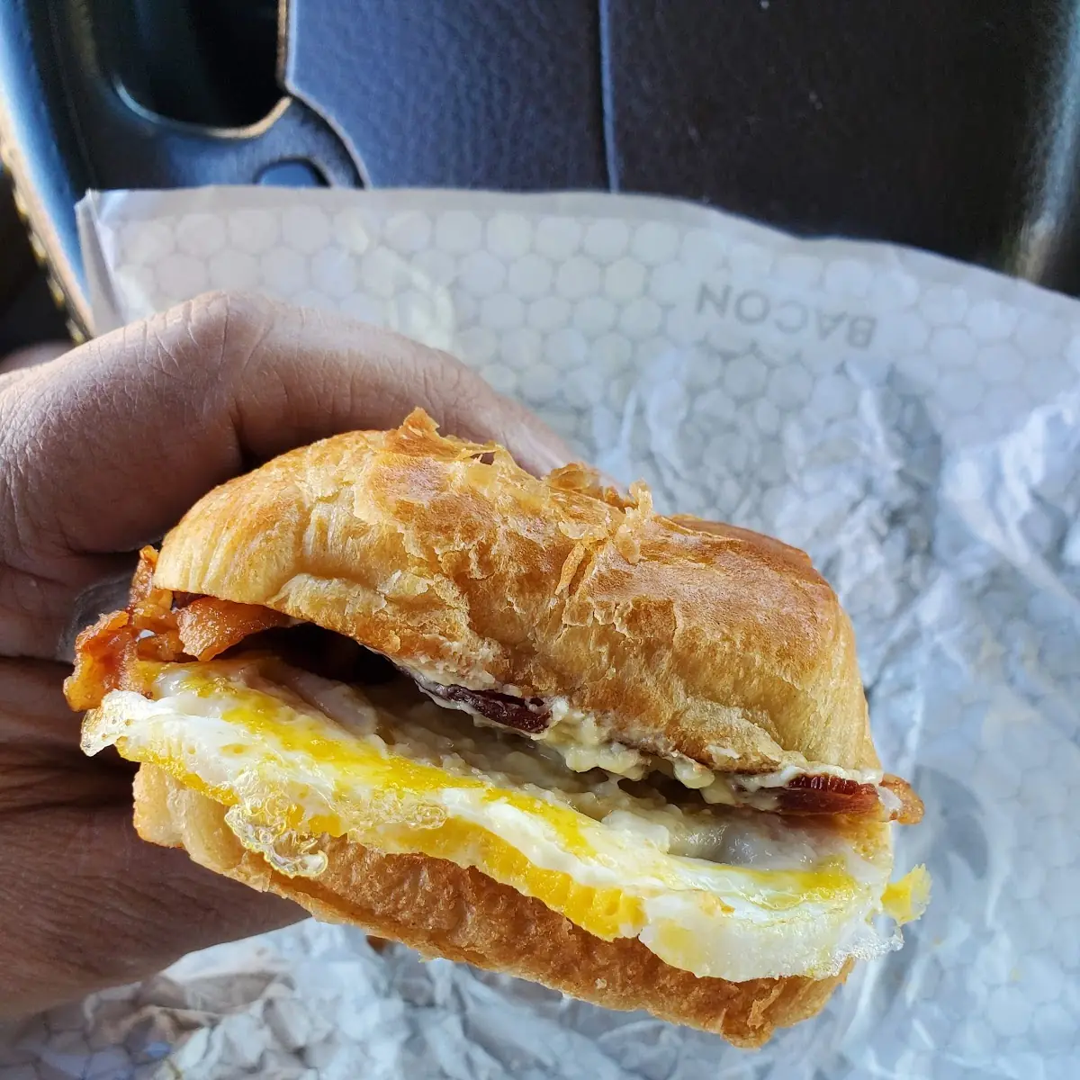 Bacon Egg Swiss Cheese Sauce Breakfast Sandwich