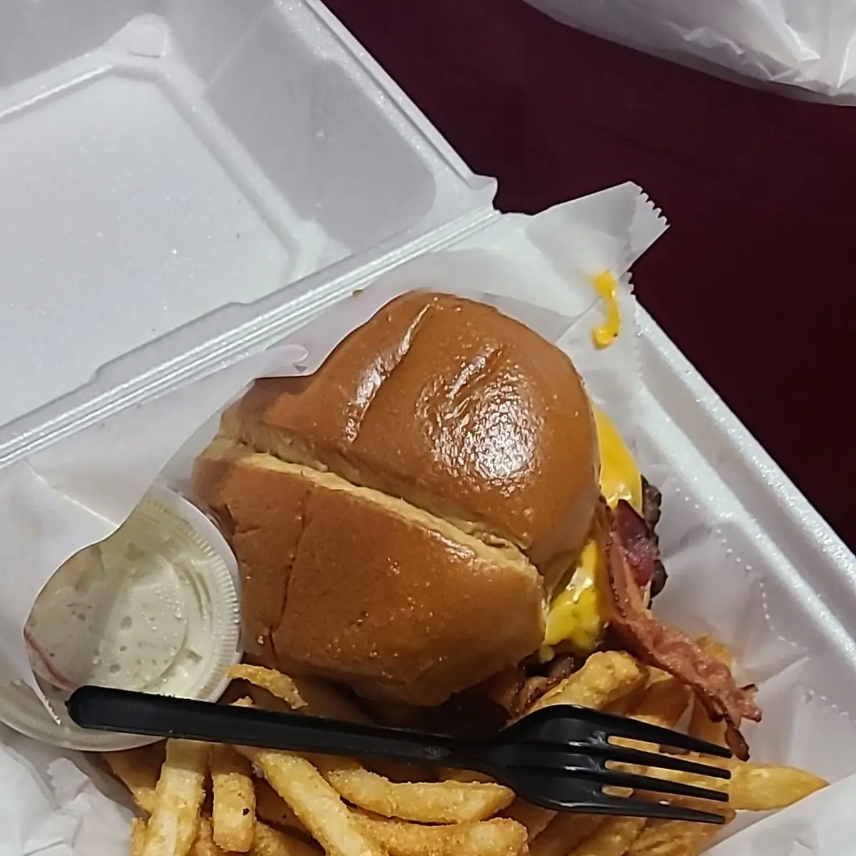 Double Bacon Cheese Burger and Fries