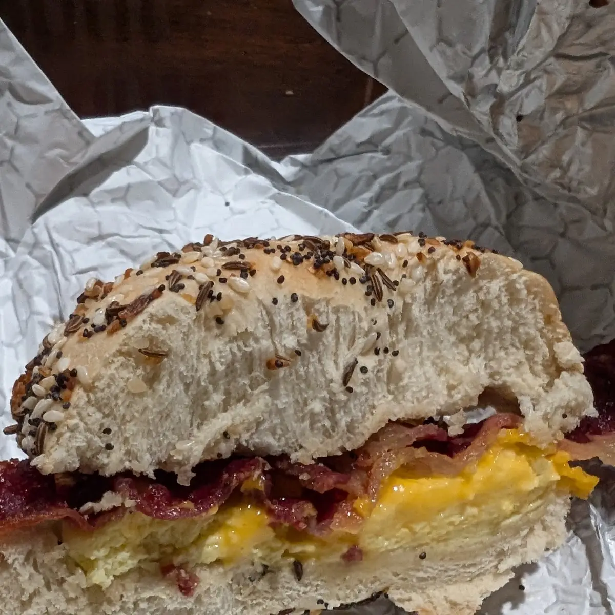 Everything Bagel with Bacon Egg and Cheese