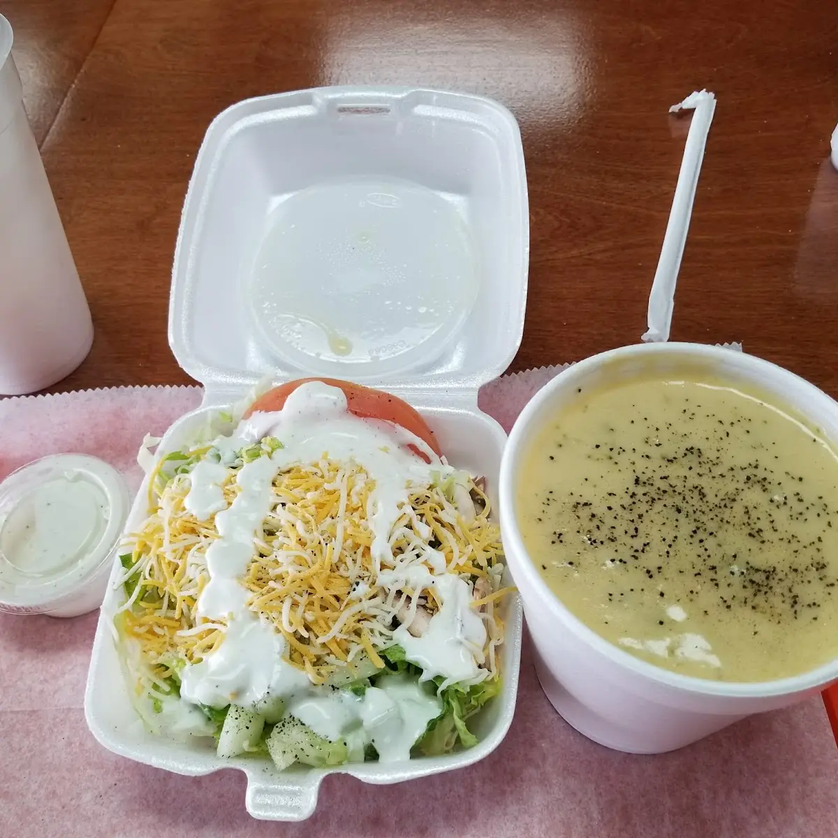 Side Salad and Broccoli Cheddar Soup