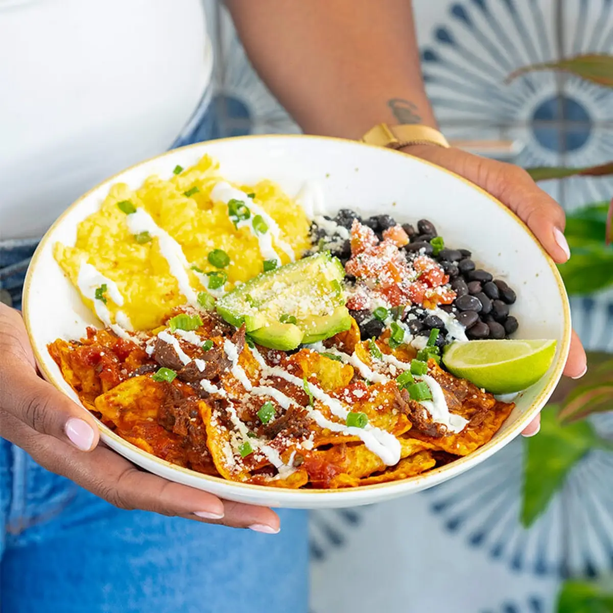 Barbacoa Chilaquiles Breakfast Bowl