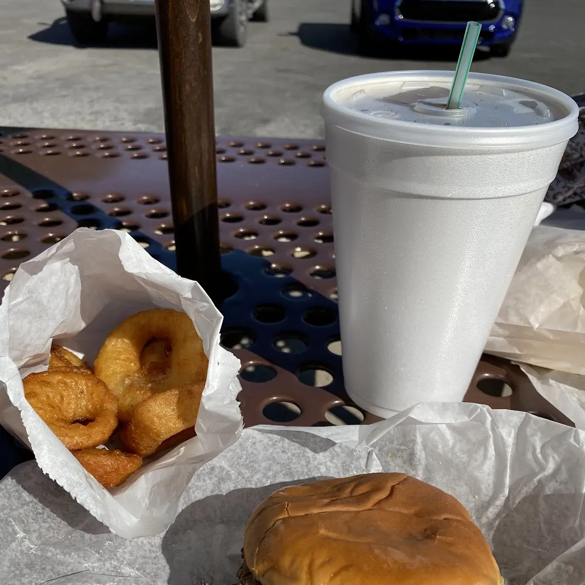Double Cheeseburger and Onion Rings