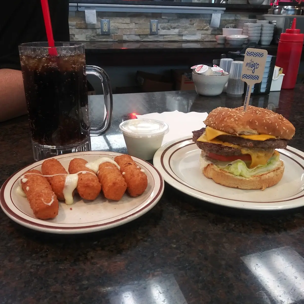 Double Cheeseburger with Cheese Sticks